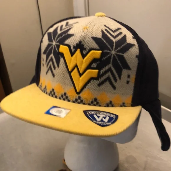 West Virginia University Mountaineers NCAA Dog Ear Down Flap Strapback Hat Cap - Picture 5 of 7